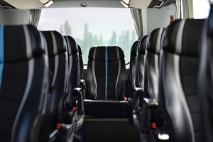 inside of a luxury mini coach